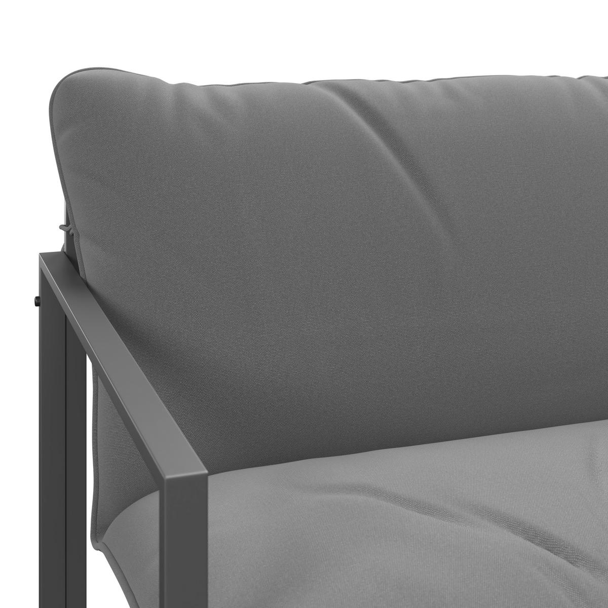 Loungegarnitur Göteborg *ph* - Dunkelgrau/Schwarz, MODERN, Glas/Textil (114/67/70cm) - Beldano