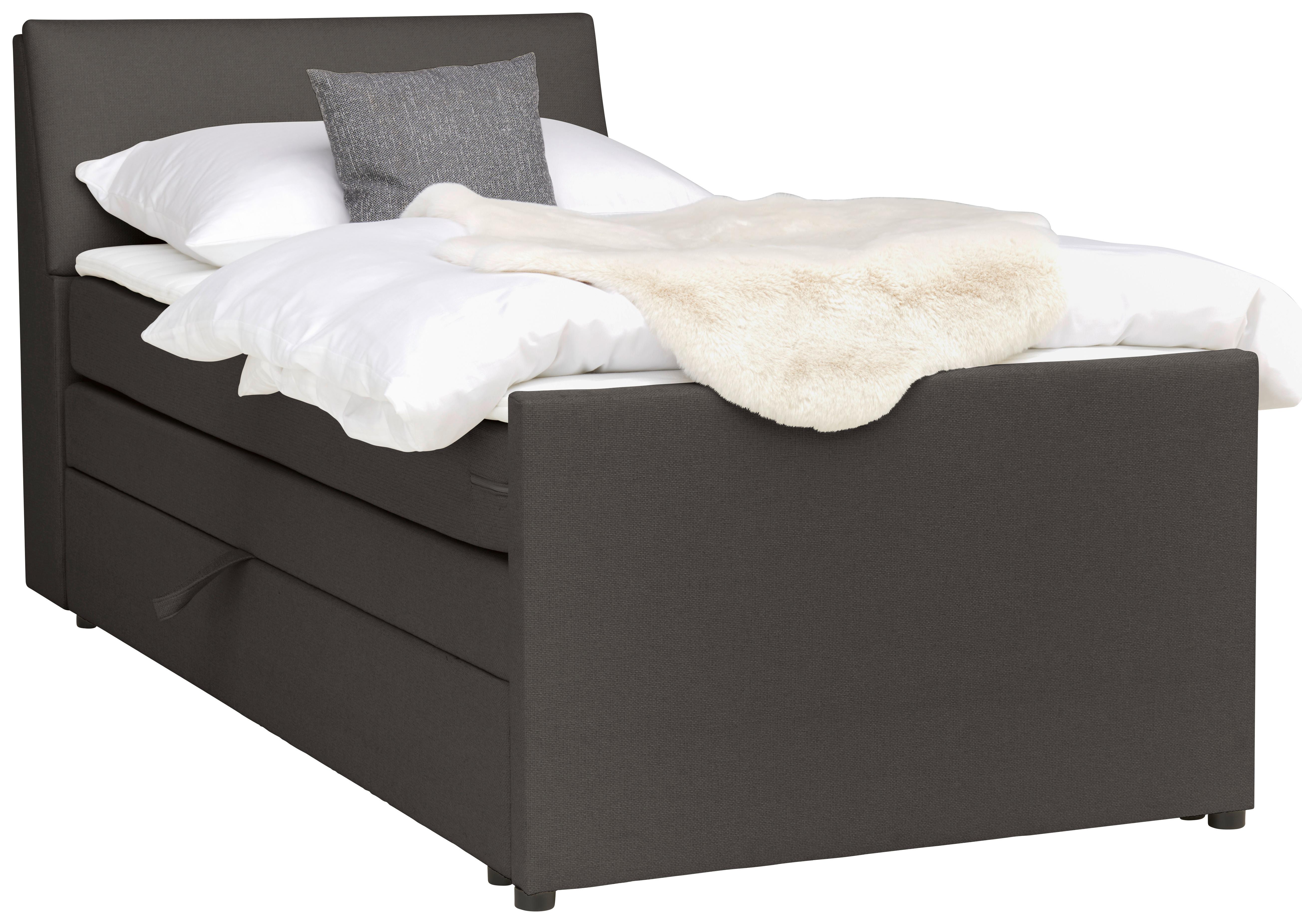 Boxspringbett Mit Bettkasten Nida 120x200 Cm Graphitfarben - Graphitfarben/Schwarz, MODERN, Holz/Textil (120/200cm) - MID.YOU