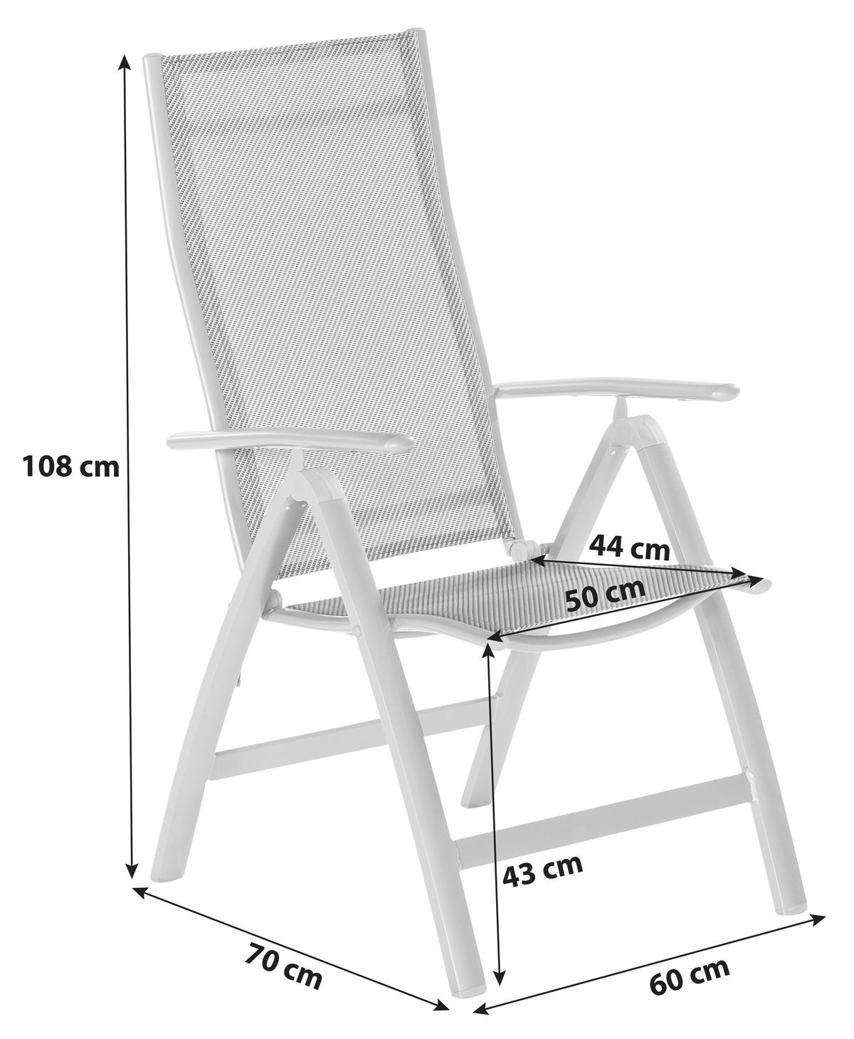 Gartenklappsessel-Set verstellbar Metall/Textil - Taupe/Silberfarben, KONVENTIONELL, Textil/Metall (60/108/70cm) - Gardenson