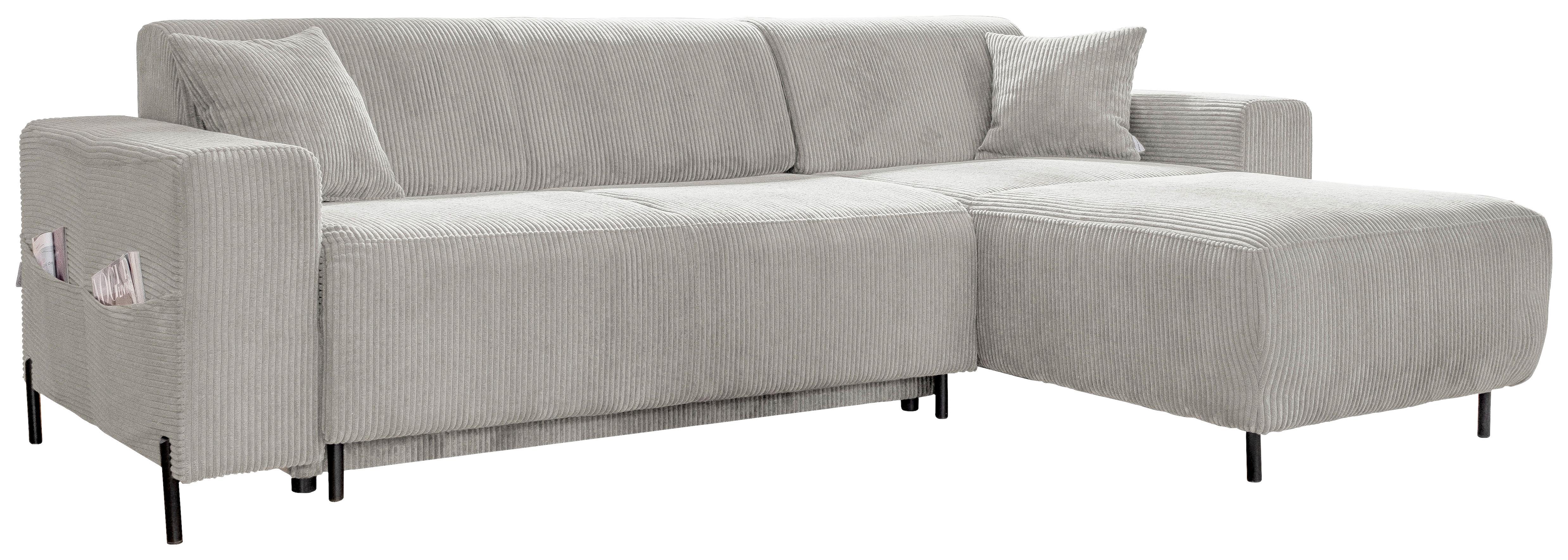 Rohová sedačka CÉLINE O, oboustranná, béžový manšestr - černá/béžová, kov/textil (260/165cm)