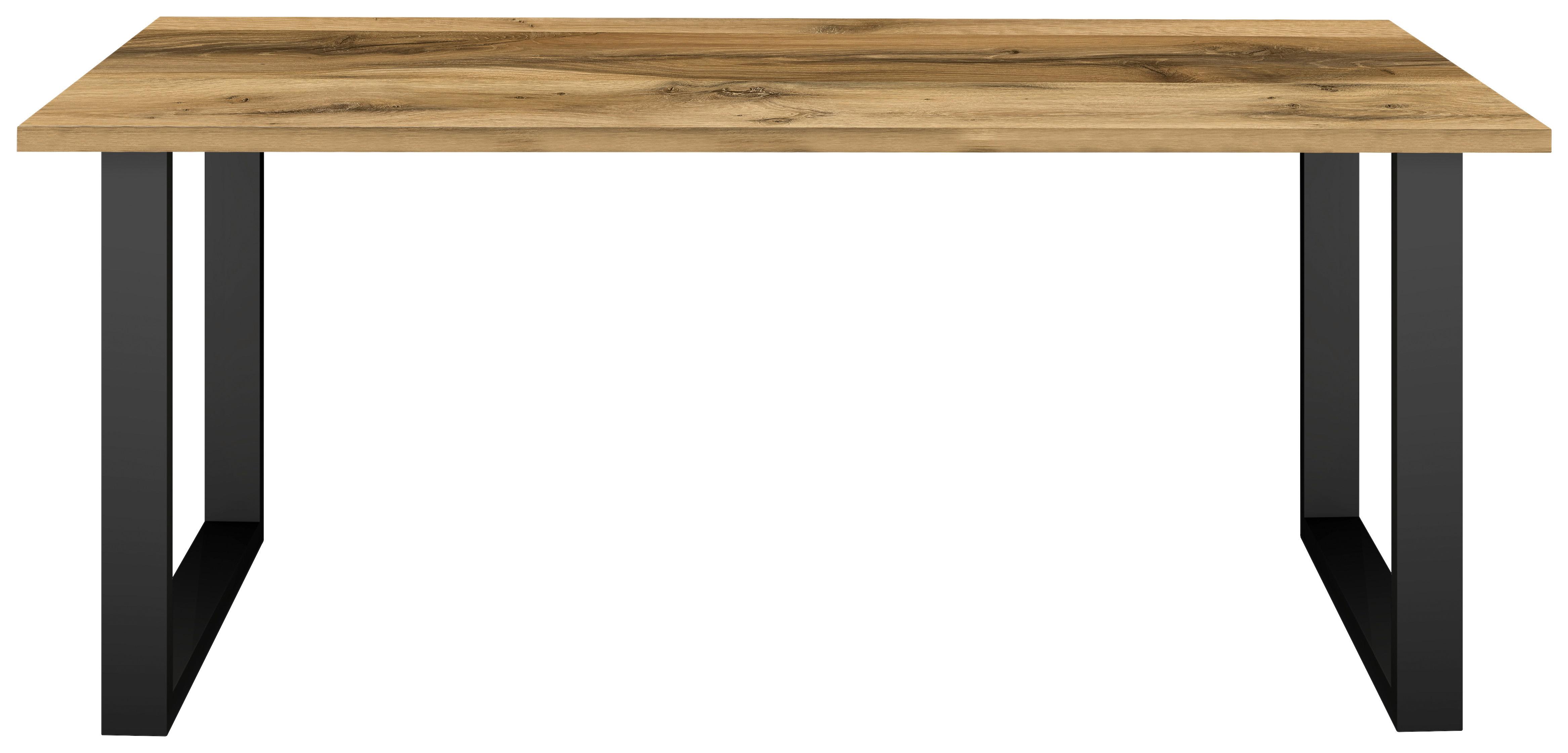Esstisch Alex Schwarz, Plankeneiche - Plankeneiche/Schwarz, MODERN, Holzwerkstoff/Metall (140/90/78cm) - Livetastic