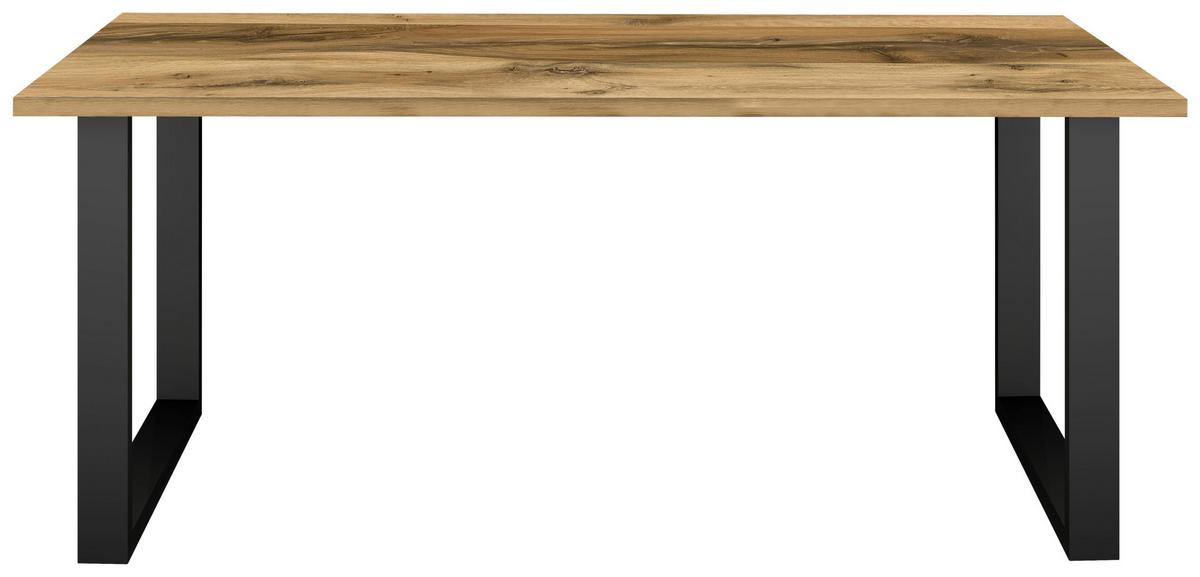 Esstisch Alex Schwarz, Plankeneiche - Plankeneiche/Schwarz, MODERN, Holzwerkstoff/Metall (140/90/78cm) - Livetastic