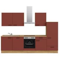 Küchenleerblock Easytouch Low-Line, L10 Rechts - Eichefarben/Rot, MODERN, Holzwerkstoff (300cm) - Nobilia