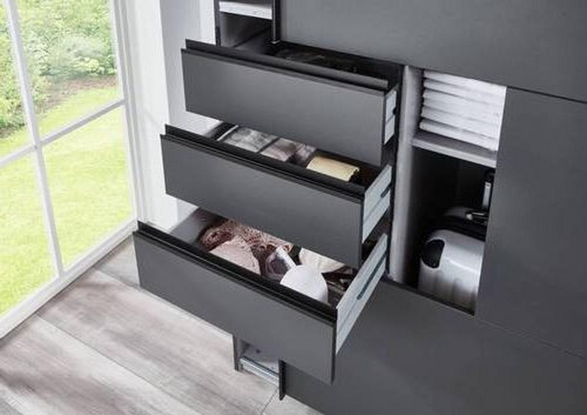 Schwebetürenschrank B: 225cm Saigon Graphitfarben / Schwarz - Graphitfarben/Schwarz, KONVENTIONELL, Holzwerkstoff (225/210/64cm) - MID.YOU