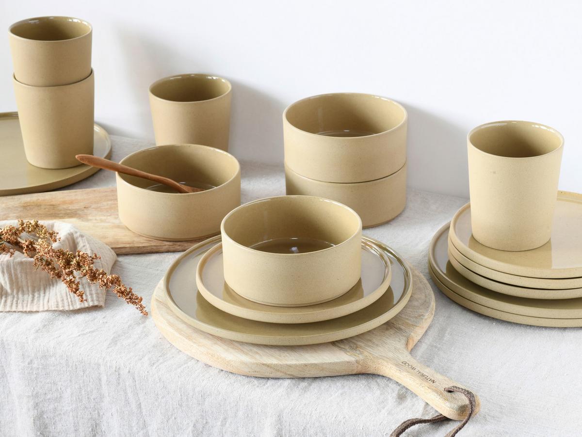Desserttellerset Futuro Sand Beige L: 21,5 cm - Beige, Basics, Keramik (21,5/21,55/13cm) - Creatable