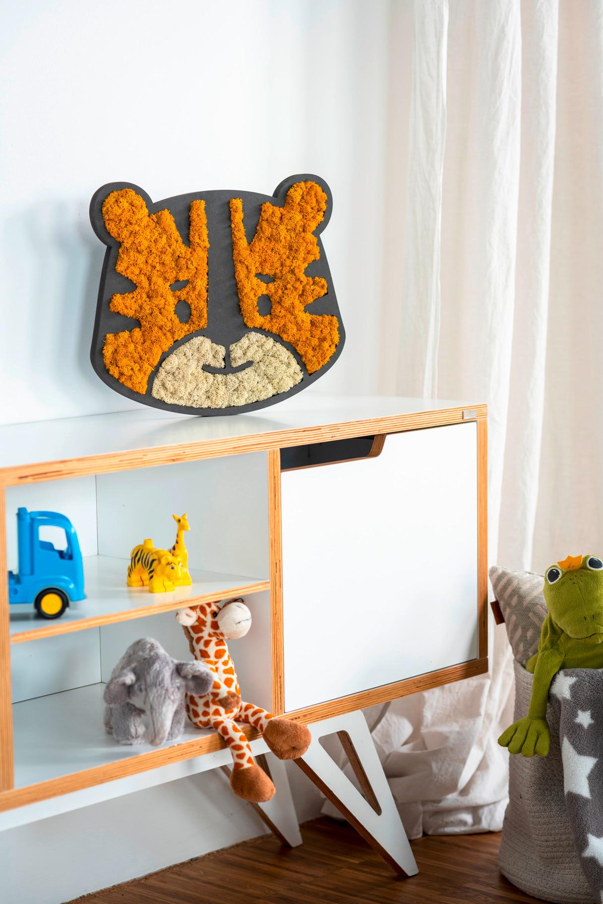 Moosbild Orange Beige B: 37,5 cm - Beige/Schwarz, Basics, Naturmaterialien/Holz (37,5/27/2cm)