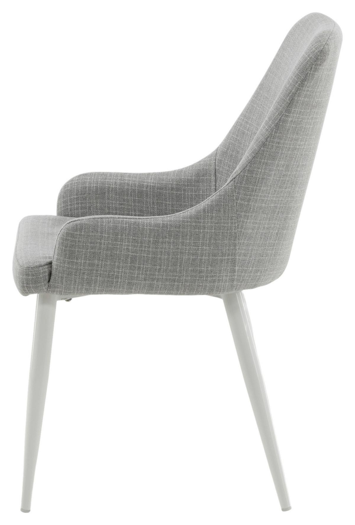 Stuhl-set Plaza Weiß/hellgrau B: 49 Cm - Hellgrau/Weiß, Design, Textil/Metall (49/86/58cm) - Livetastic