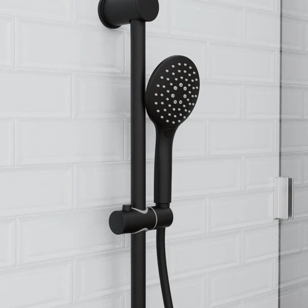 Sprchová sada RAVEN čierna - čierna, Modern, plast (12,5/70/14cm) - Mömax