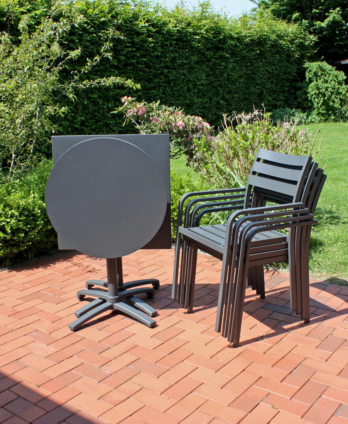 Gartenmöbel Set 5-Tlg. Treviso Metall - Anthrazit/Schwarz, Basics, Metall (55/88/63cm) - Gardenson