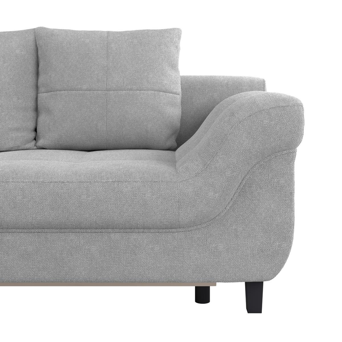 Ecksofa Mendoza - Silberfarben/Schwarz, Design, Textil (197/309cm) - Ondega