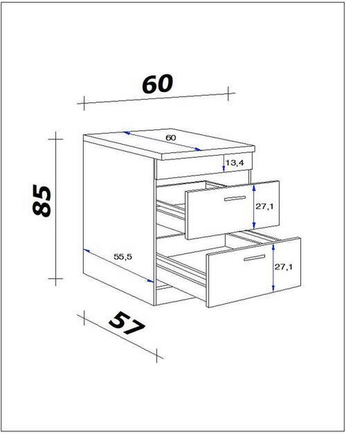 Skrinka pod varnú dosku LEVI LEVI -LAGER- - čierna/farba duba, Modern, kov/kompozitné drevo (60/85/60cm) - FlexWell