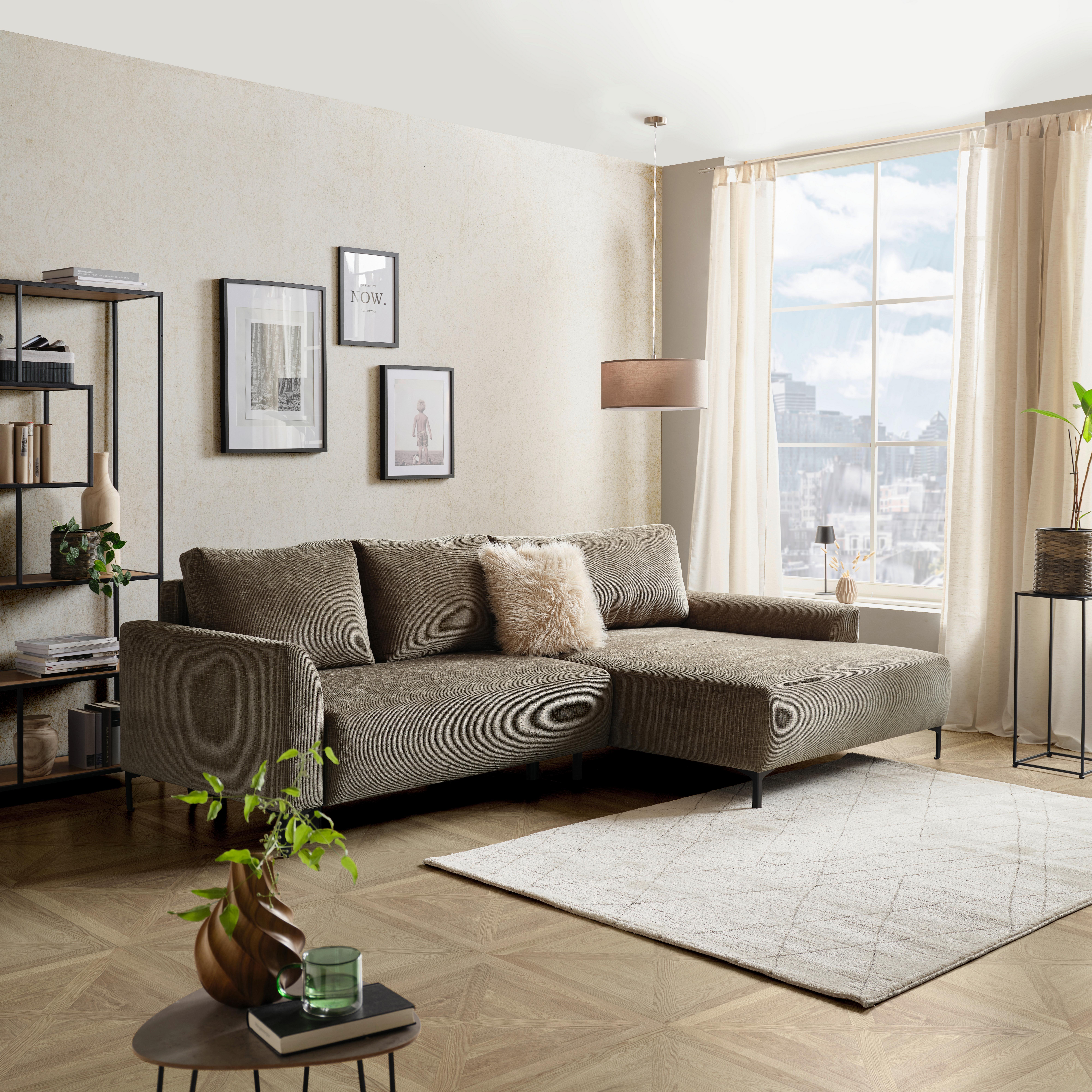Ecksofa Mit Schlaffunktion Integra Grün Chenille - Schwarz/Grün, MODERN, Holz/Textil (294/170cm)