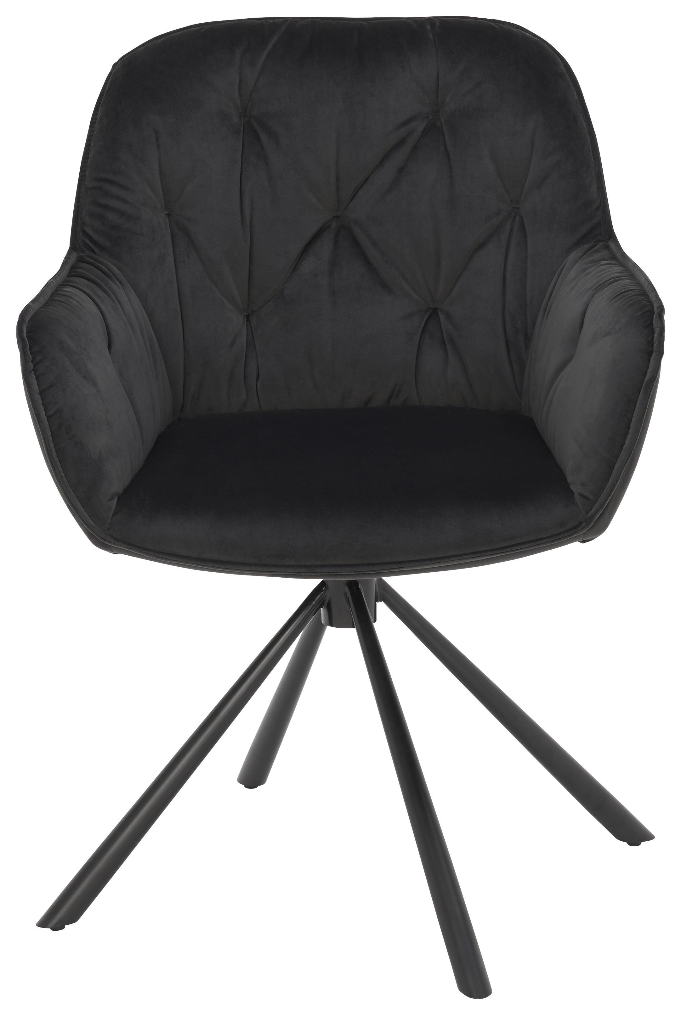 Négylábú Szék Silvi - fekete, Modern, textil/fém (63/85/65cm)
