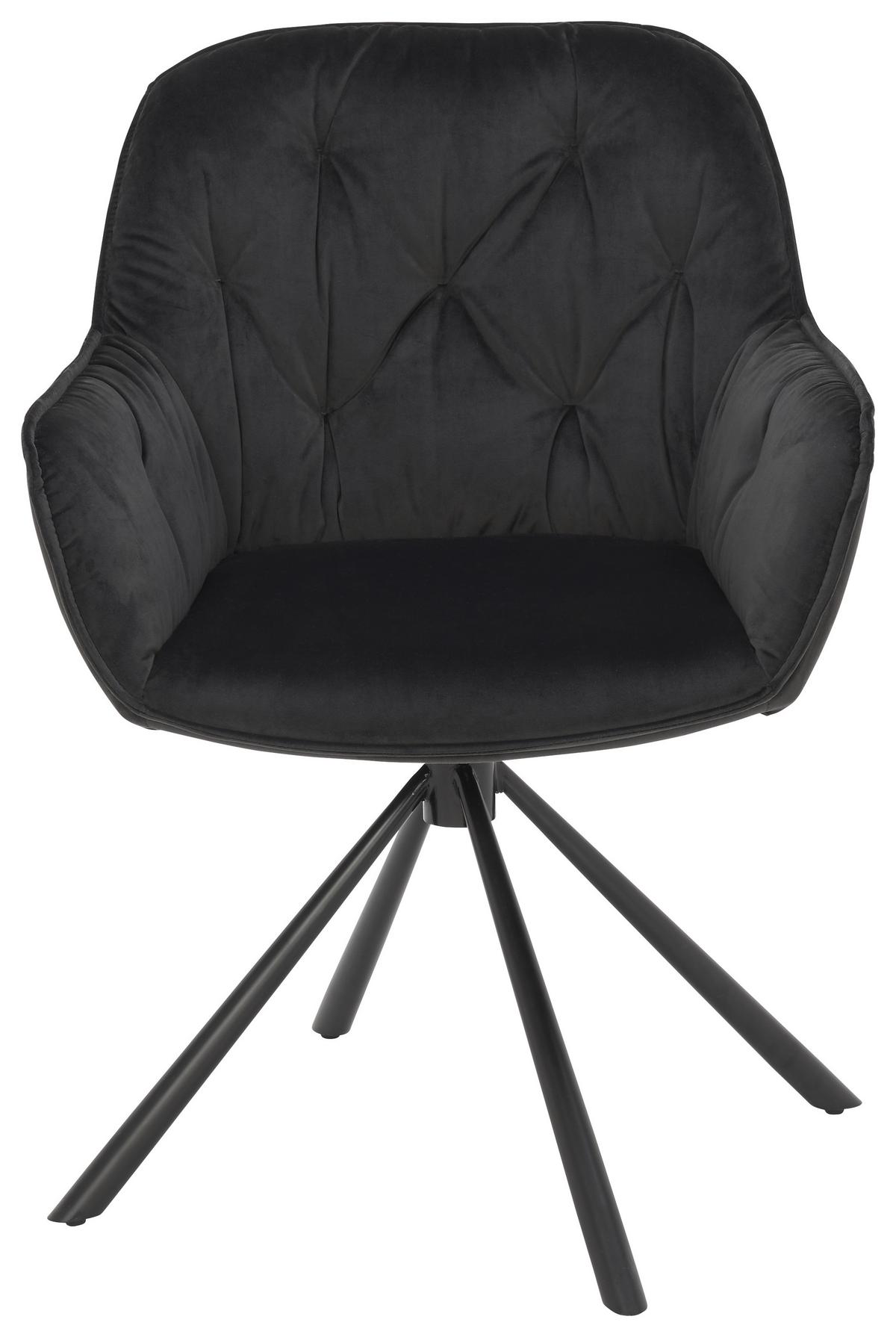 Négylábú Szék Silvi - fekete, Modern, textil/fém (63/85/65cm)