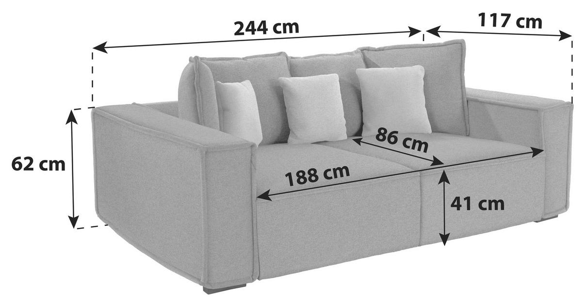 Bigsofa Mit Kissen Surf, Mikrofaser - Dunkelgrau/Hellgrau, MODERN, Holz/Textil (244/62/117cm) - Luca Bessoni