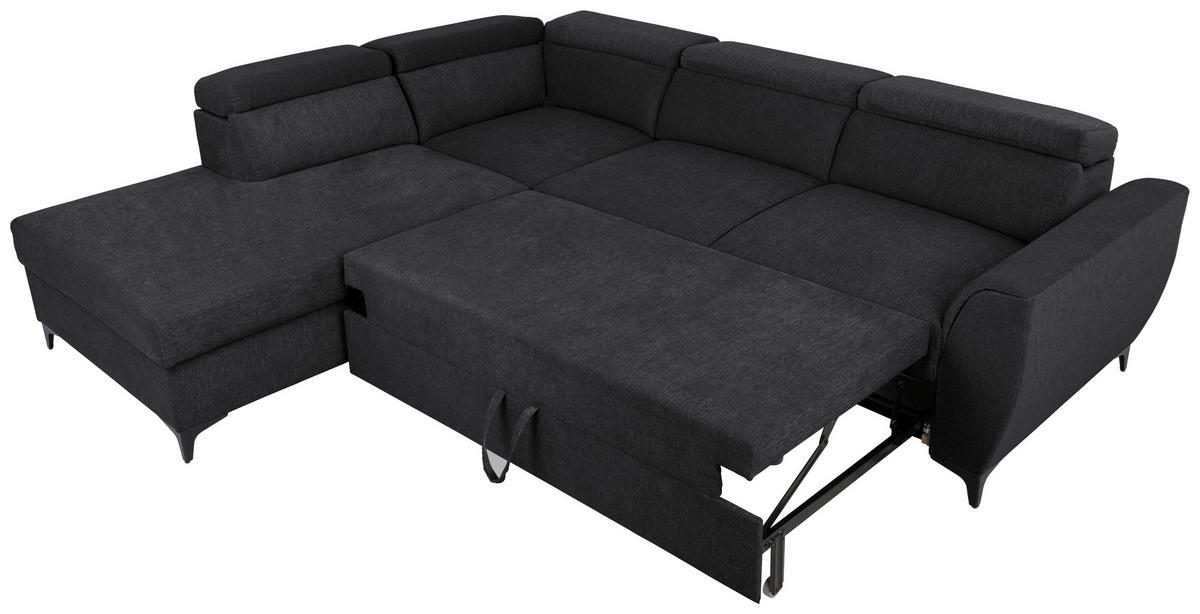 Ecksofa Lapis Schwarz S: 217/255 cm - Schwarz, KONVENTIONELL, Textil (217/255cm) - MID.YOU