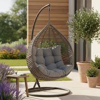 Závěsní křeslo NANCY - černá/tmavě šedá, Moderní, kov/textil (105/196/120cm) - Bessagi Garden