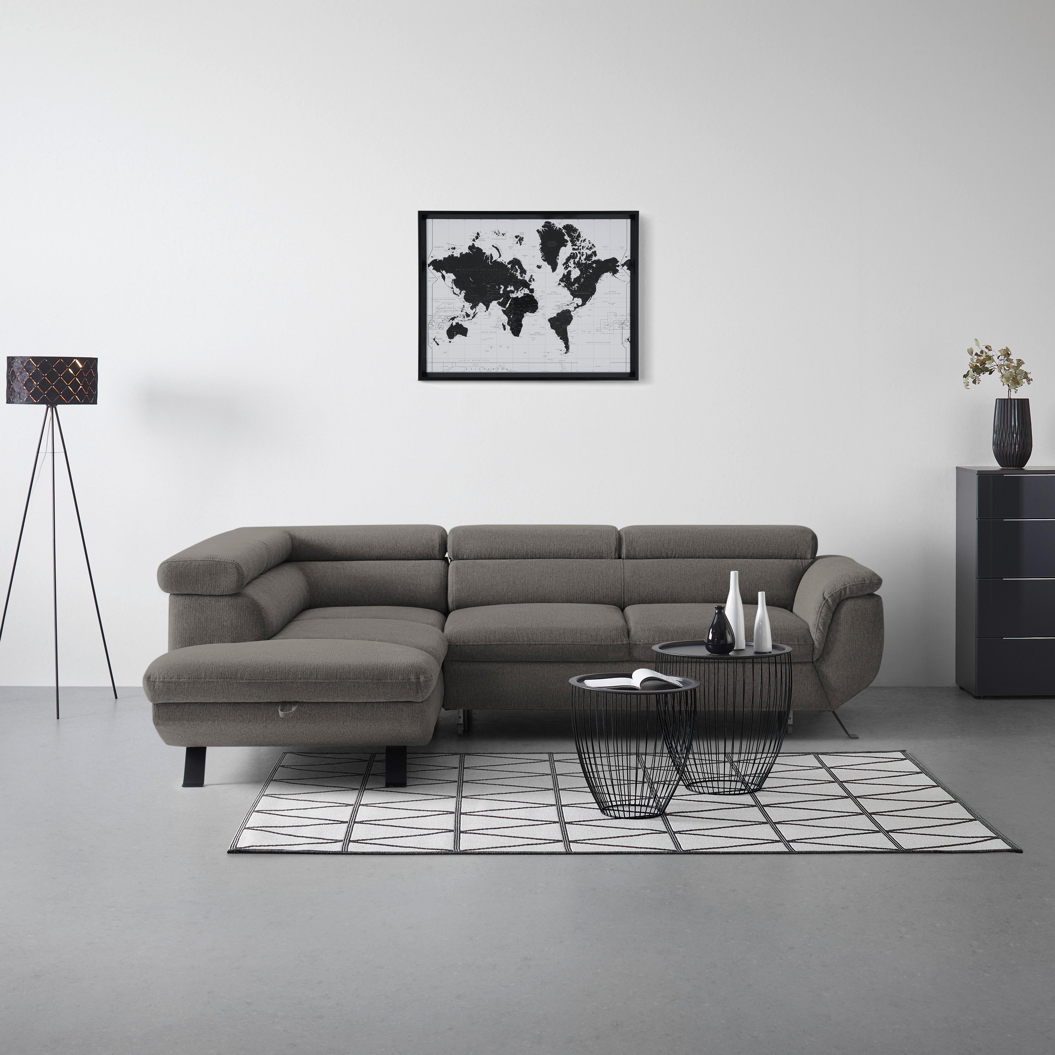 Rohová sedačka RAVEN, levá, antracitová - černá/antracitová, Moderní, kov/textil (198/257cm) - Mömax