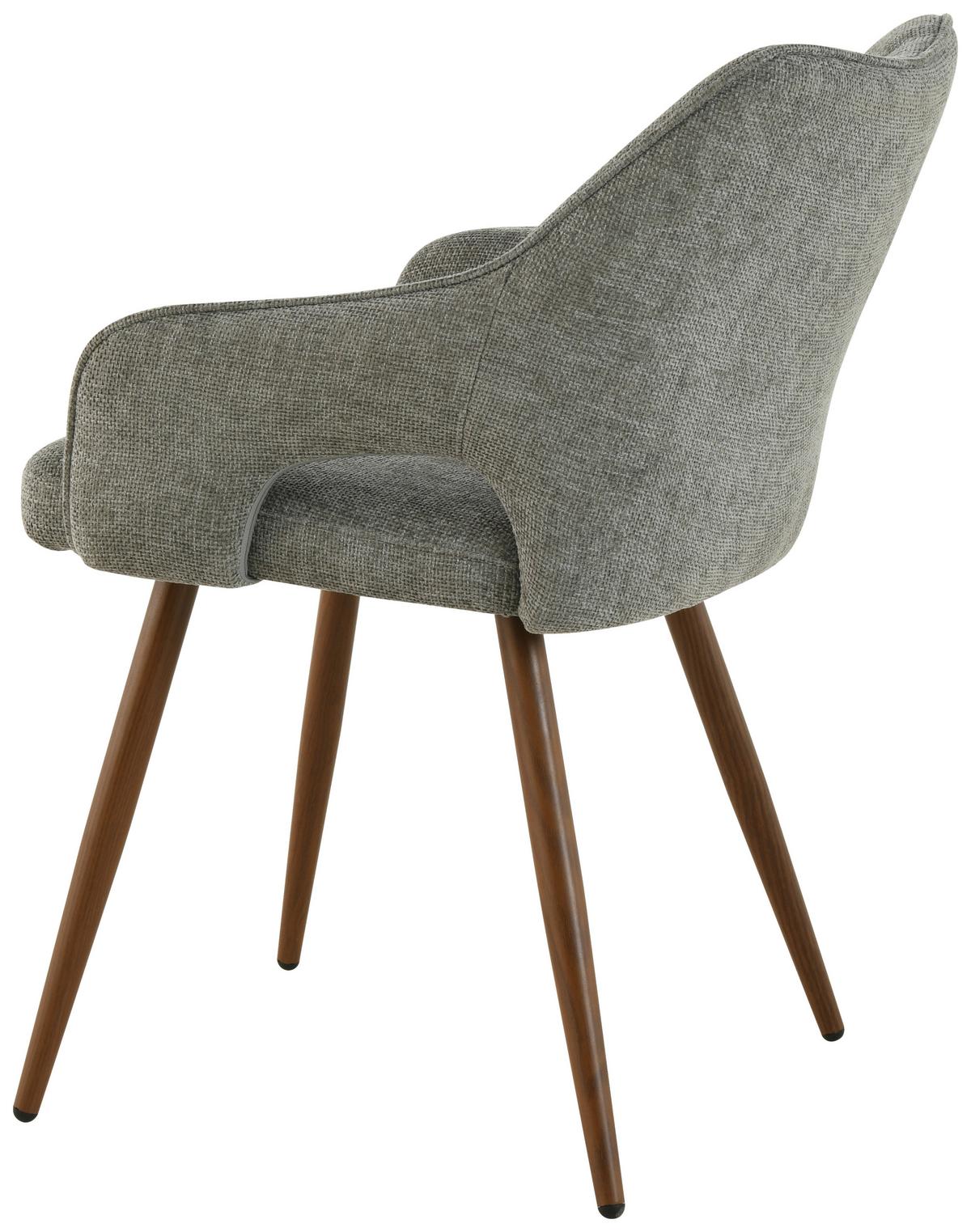 STOLIČKA S PODRÚČKAMI JAMIE - sivá/farba vlašského orecha, Lifestyle, kov/drevo (55/80/60cm) - MID.YOU