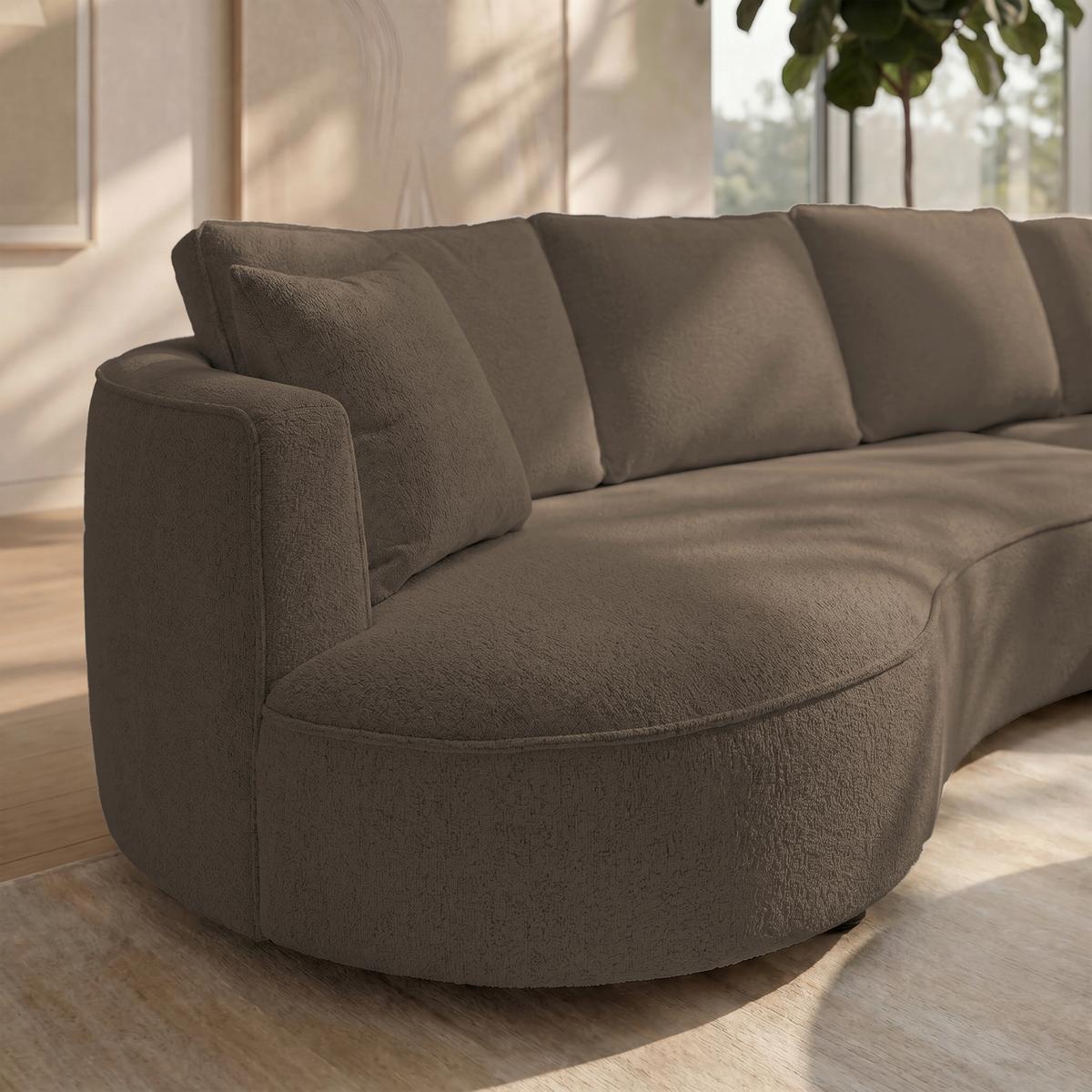 Sedací souprava NILAS, hnědá žinylka, s taburetem - černá/hnědá, Moderní, kov/dřevo (322/154cm) - Bessagi Home