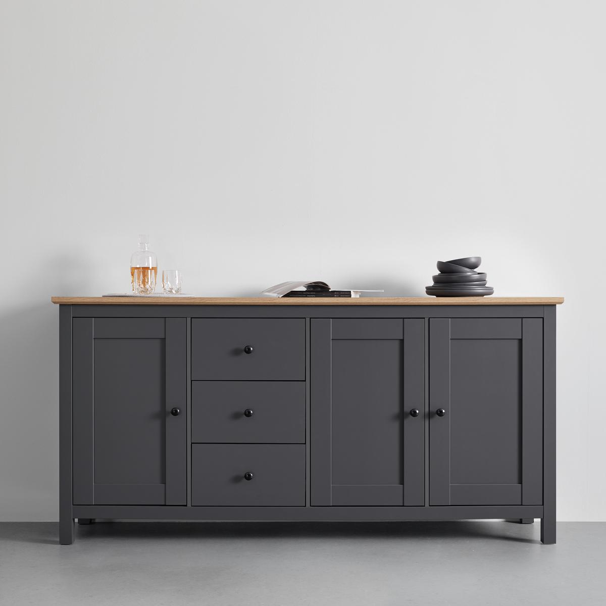 Trendová komoda Claudio š: 199cm - černá/tmavě šedá, Moderní, dřevo/plast (199/96/44cm) - Bessagi Home