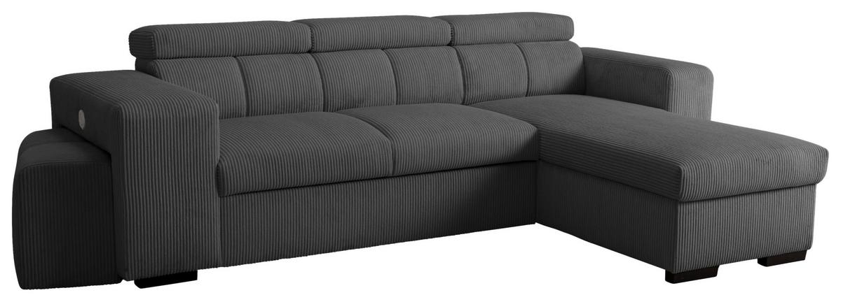 Schlafsofa Sirius M anthrazit, 251x165cm - Anthrazit, KONVENTIONELL, Holz/Holzwerkstoff (251/165cm)