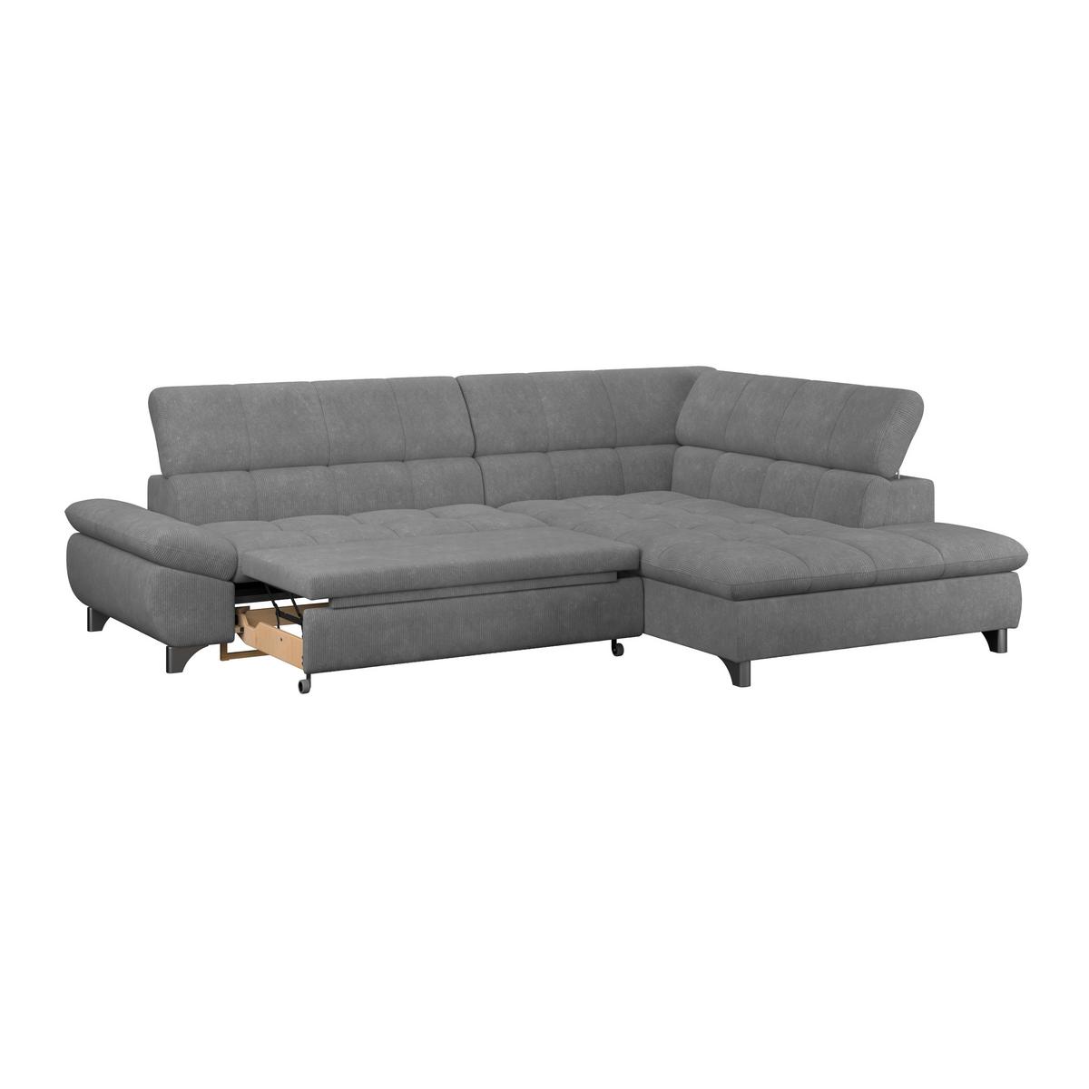 Ecksofa Gemini Anthrazit, B: 312cm - Chromfarben/Anthrazit, KONVENTIONELL, Textil (312/234cm)