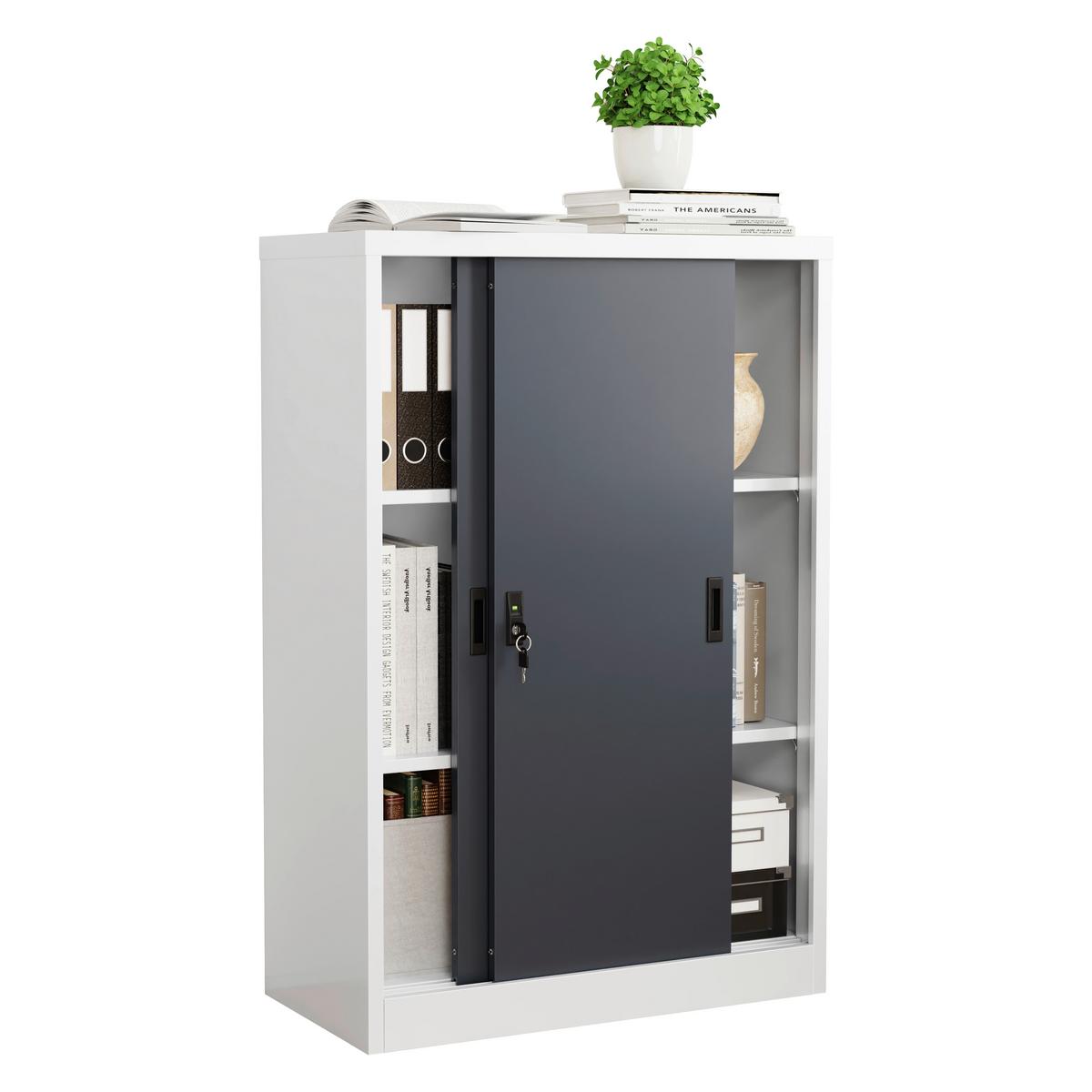 Aktenschrank Malivo Weiß/Anthrazit B: 80cm - Anthrazit/Weiß, KONVENTIONELL, Metall (80/120/40cm) - MID.YOU