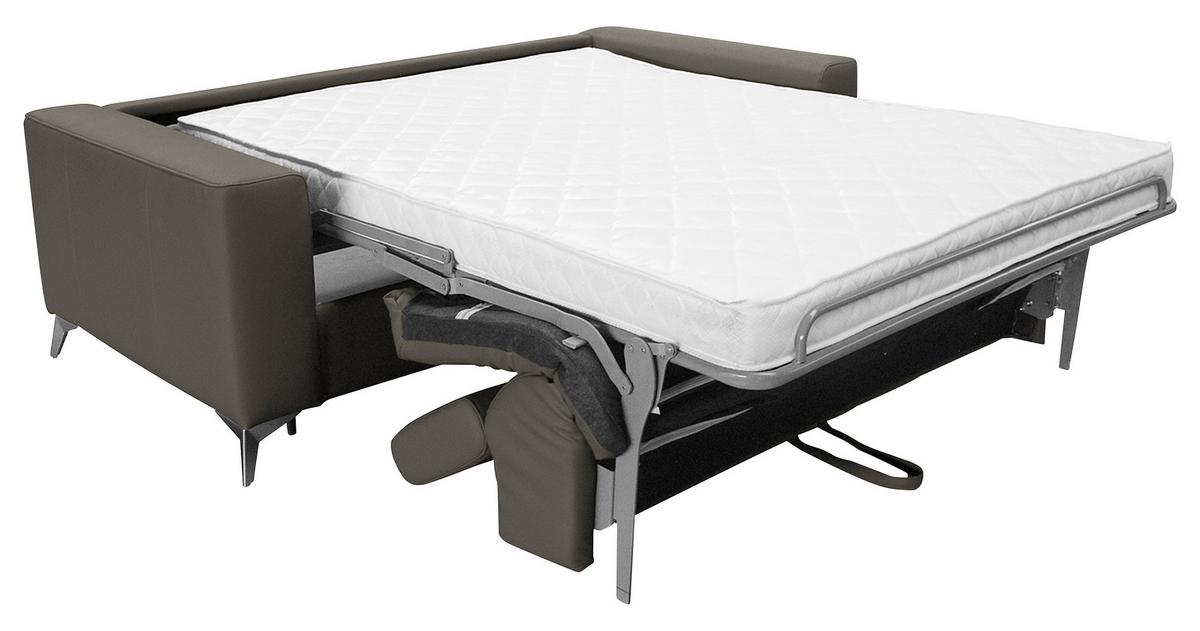 Schlafsofa Mondo, Schlammfarben B: 206 cm - Schlammfarben/Silberfarben, Design, Leder/Textil (206/95/101cm) - Livetastic