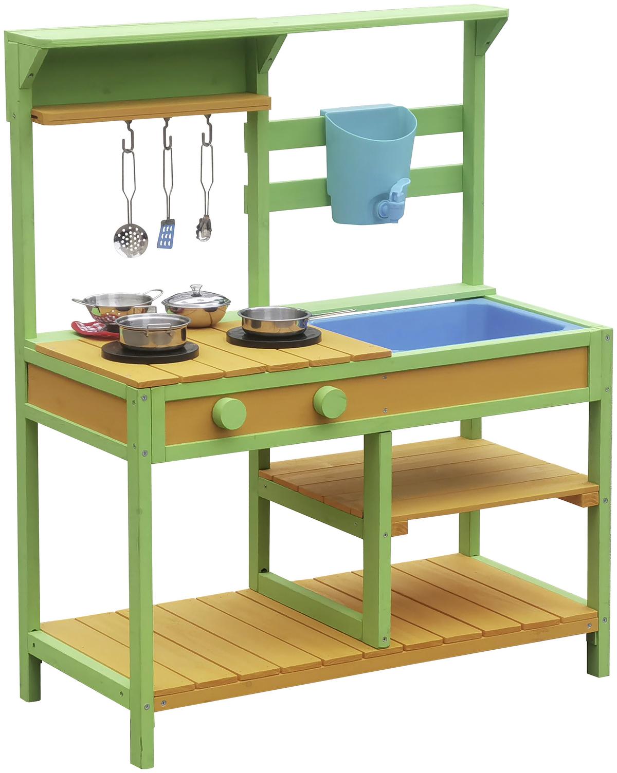 Matschküche Anna - Naturfarben/Hellgrün, Trend, Holz (92/75/35cm) - James Wood