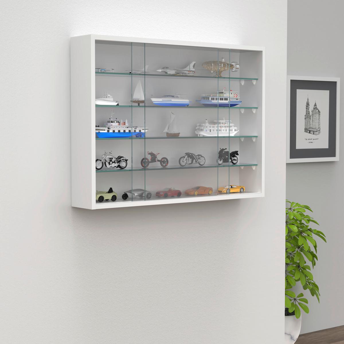 Hängevitrine Drivalo Weiß B: 75 Cm - Transparent/Weiß, Design, Glas/Holzwerkstoff (75/55/12cm) - MID.YOU