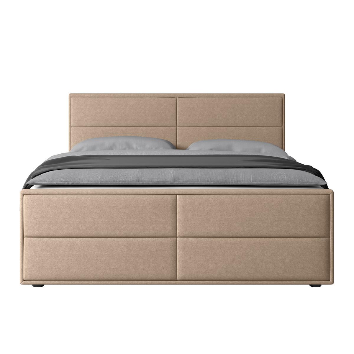 Boxspringbett mit Bettkasten Palermo 180x200 Naturfarben - Schwarz/Naturfarben, MODERN, Karton/Holz (180/200cm) - MID.YOU