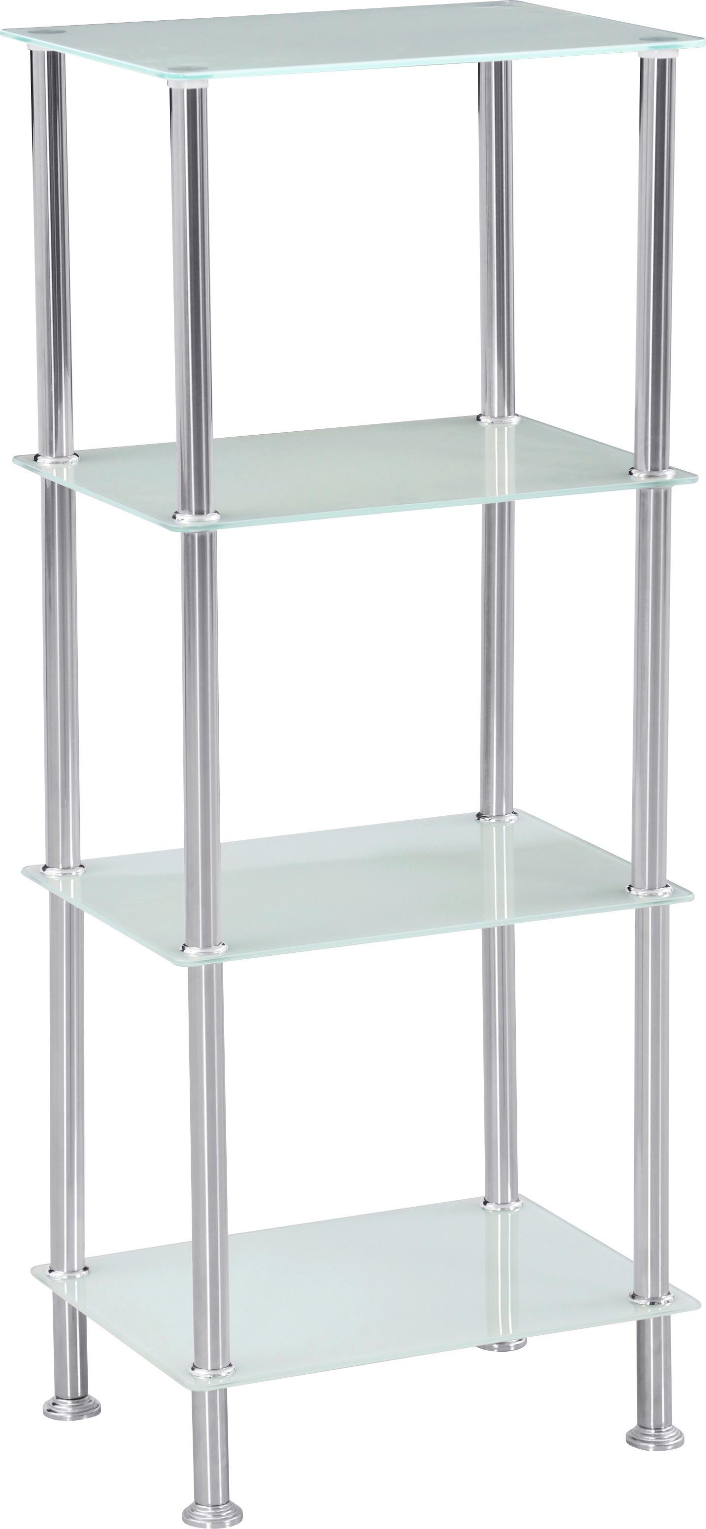 Regal mit Glasfächern Glare B 40cm, Edelstahl/Weiß - Edelstahlfarben/Weiß, MODERN, Glas/Metall (40/99cm) - Luca Bessoni