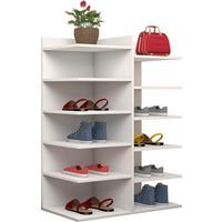 Schuhregal Enosa 12 Schuhpaare Weiß H: 80 Cm - Weiß, Basics, Holzwerkstoff (60/80/30cm) - MID.YOU