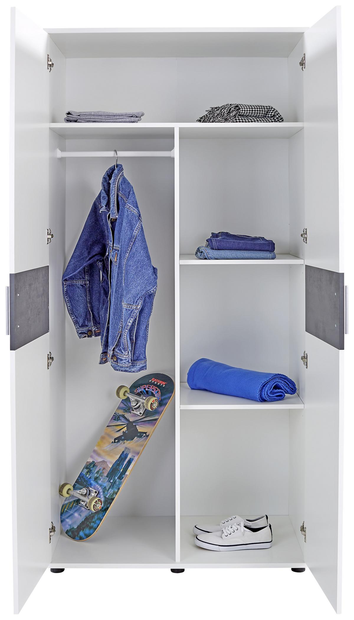 ŠATNÍ SKŘÍŇ STAR - bílá/barvy stříbra, Konvenční, kompozitní dřevo/plast (90/191,1/55cm)