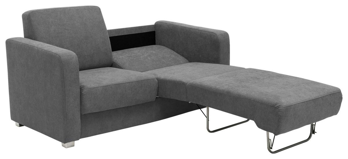 2-Sitzer-Sofa mit Schlaffunktion Mia Grau - Chromfarben/Grau, Basics, Textil (159/88/87cm) - Livetastic