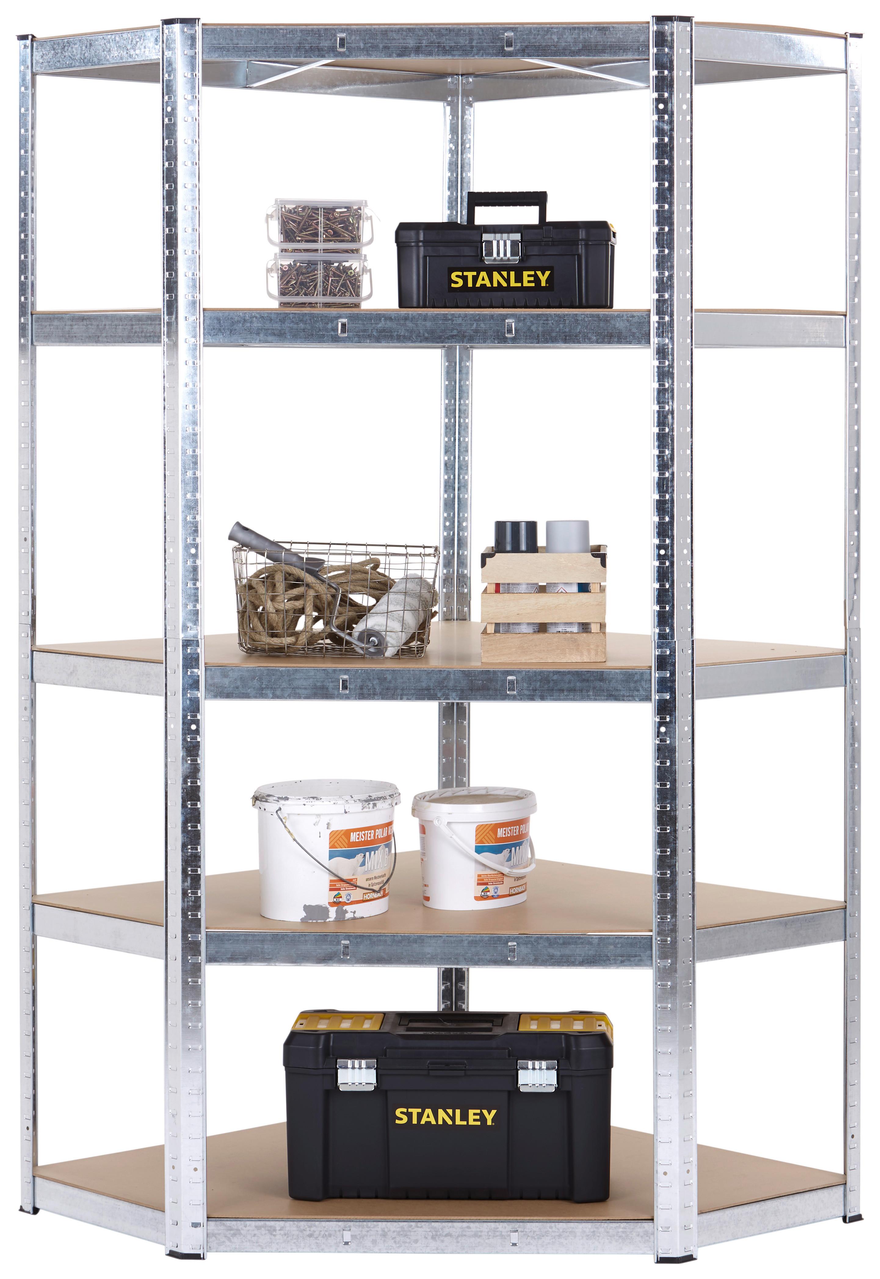 Schwerlastregal aus Stahl BxHxT: 90x180x40 cm Max. 875 Kg - Silberfarben/Naturfarben, MODERN, Holzwerkstoff/Kunststoff (90/180/40cm) - Homezone