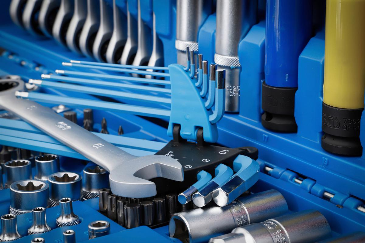 Steckschlüssel-Satz Gear Lock Blau/Silberfarben B: 41,7 cm - Blau/Silberfarben, Basics (55.9/41.7/11cm)