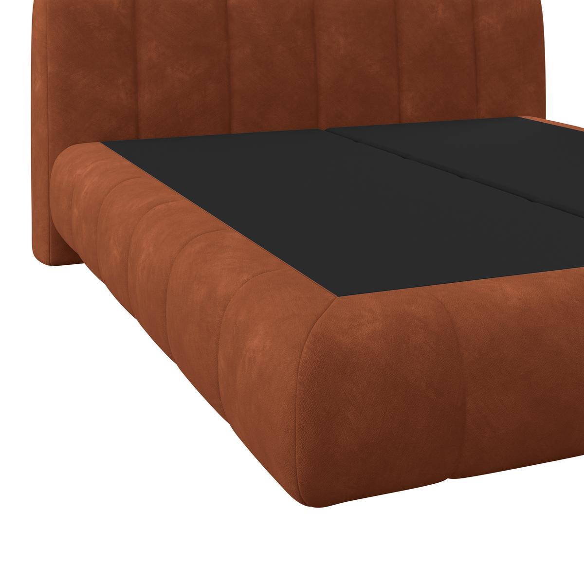 Boxspringbett Nobu O. Matratze Rostfarben, Lf: 160x200 cm - Rostfarben/Schwarz, Trend, Holz/Textil (160/200cm)