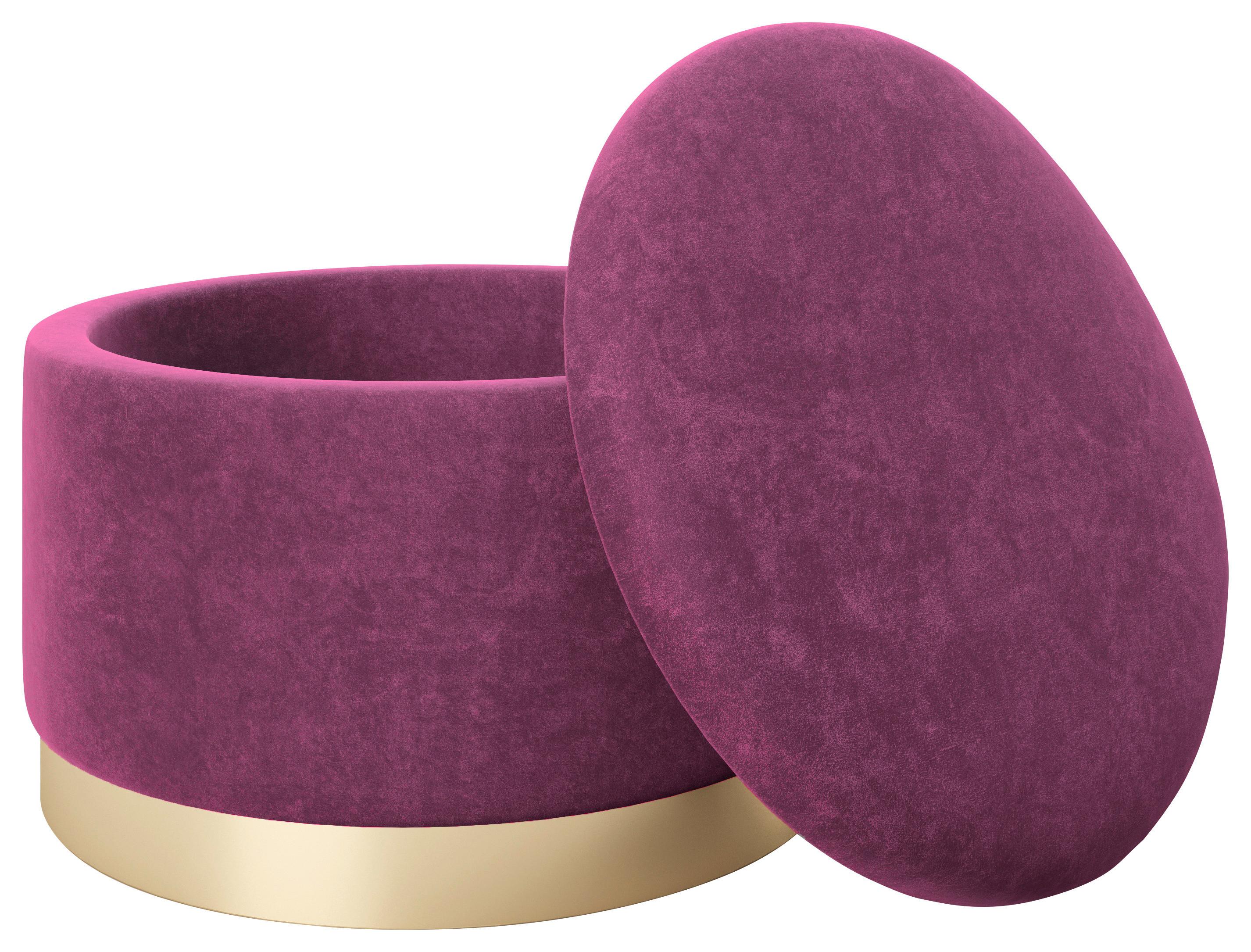 Pouf Sue Samt Lila/Goldfarben DxH 55x35 cm mit Stauraum - Lila/Goldfarben, LIFESTYLE, Textil (55/35/55cm) - Playboy