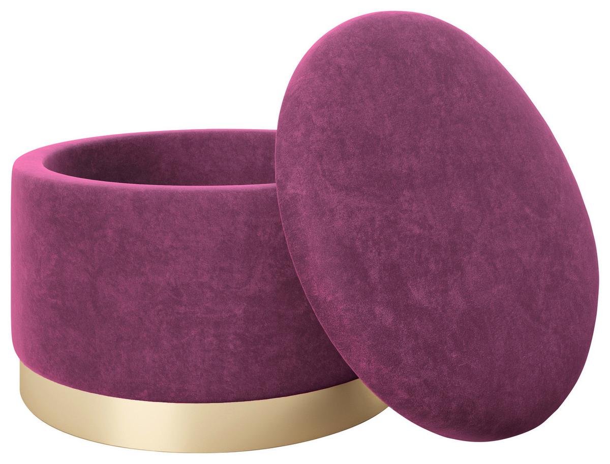 Pouf Sue Samt Lila/goldfarben Dxh 55x35 Cm Mit Stauraum - Lila/Goldfarben, LIFESTYLE, Textil (55/35/55cm) - Playboy