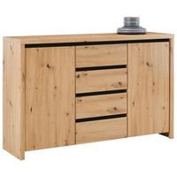 Široká komoda Larios, š: 143 cm - černá/dub artisan, Moderní, kompozitní dřevo (143/91/40cm) - Mömax