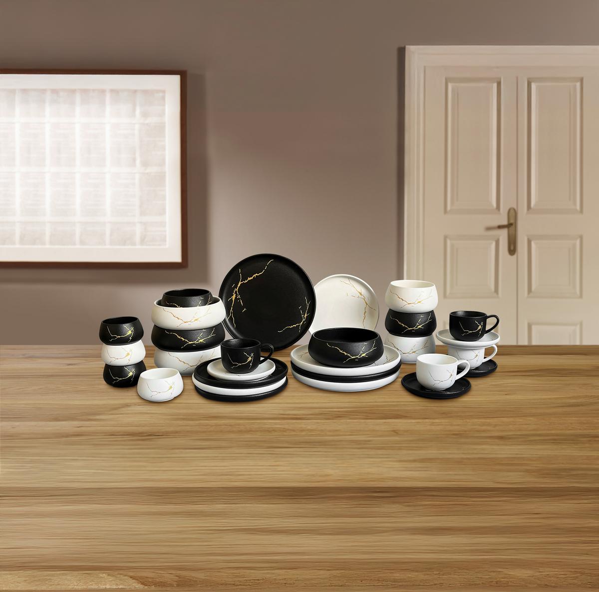 Kombiservice Lisa - Goldfarben/Schwarz, Basics, Keramik - James Wood