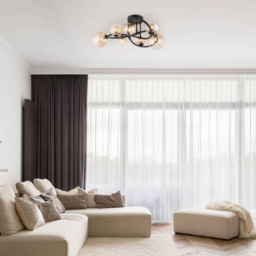 LED-Deckenleuchte 56141-7d - Klar/Schwarz, Design, Glas/Metall (62/30cm) - Globo