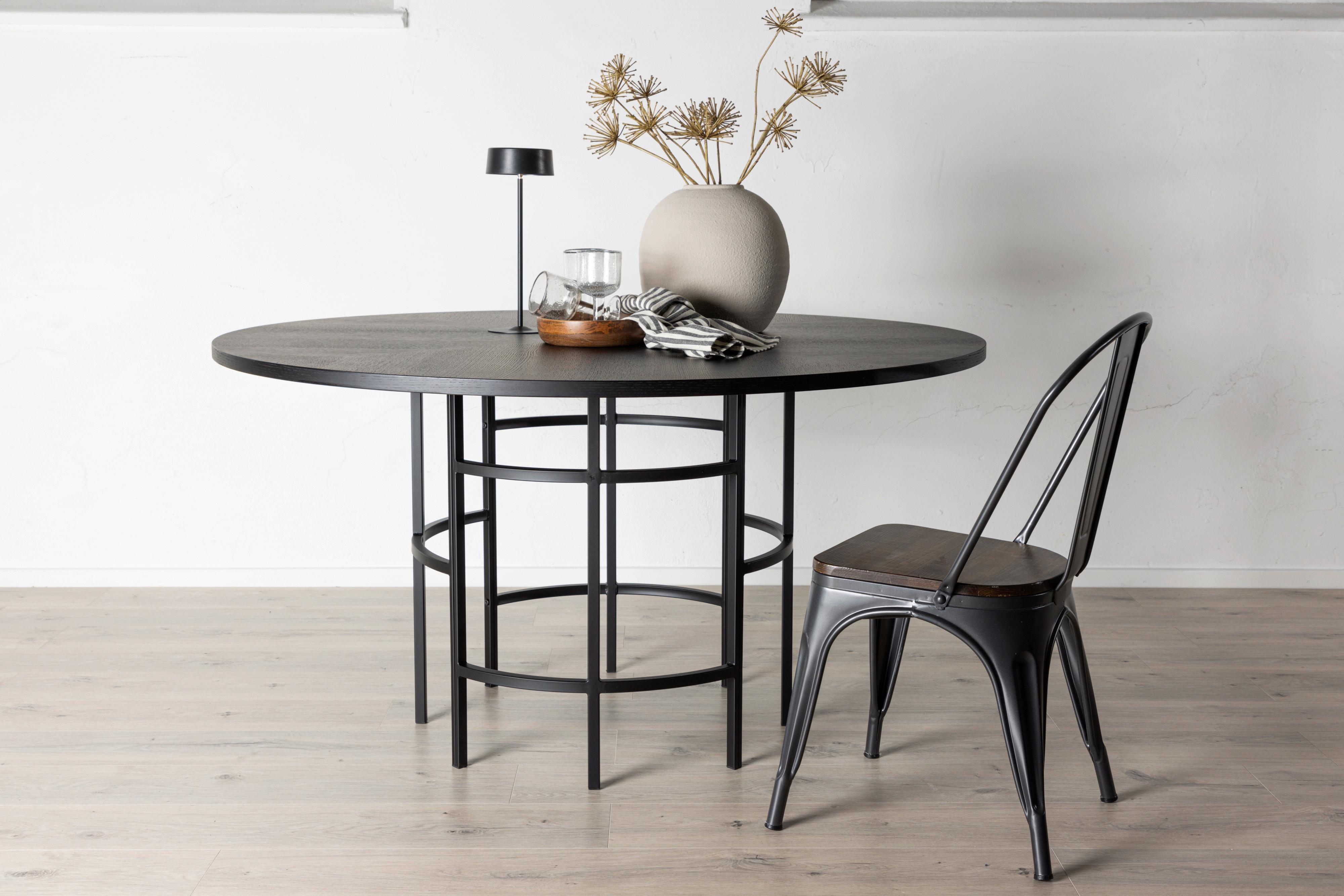 Esstisch Copenhagen - Schwarz, Design, Holzwerkstoff/Metall (140/140/74cm) - Livetastic