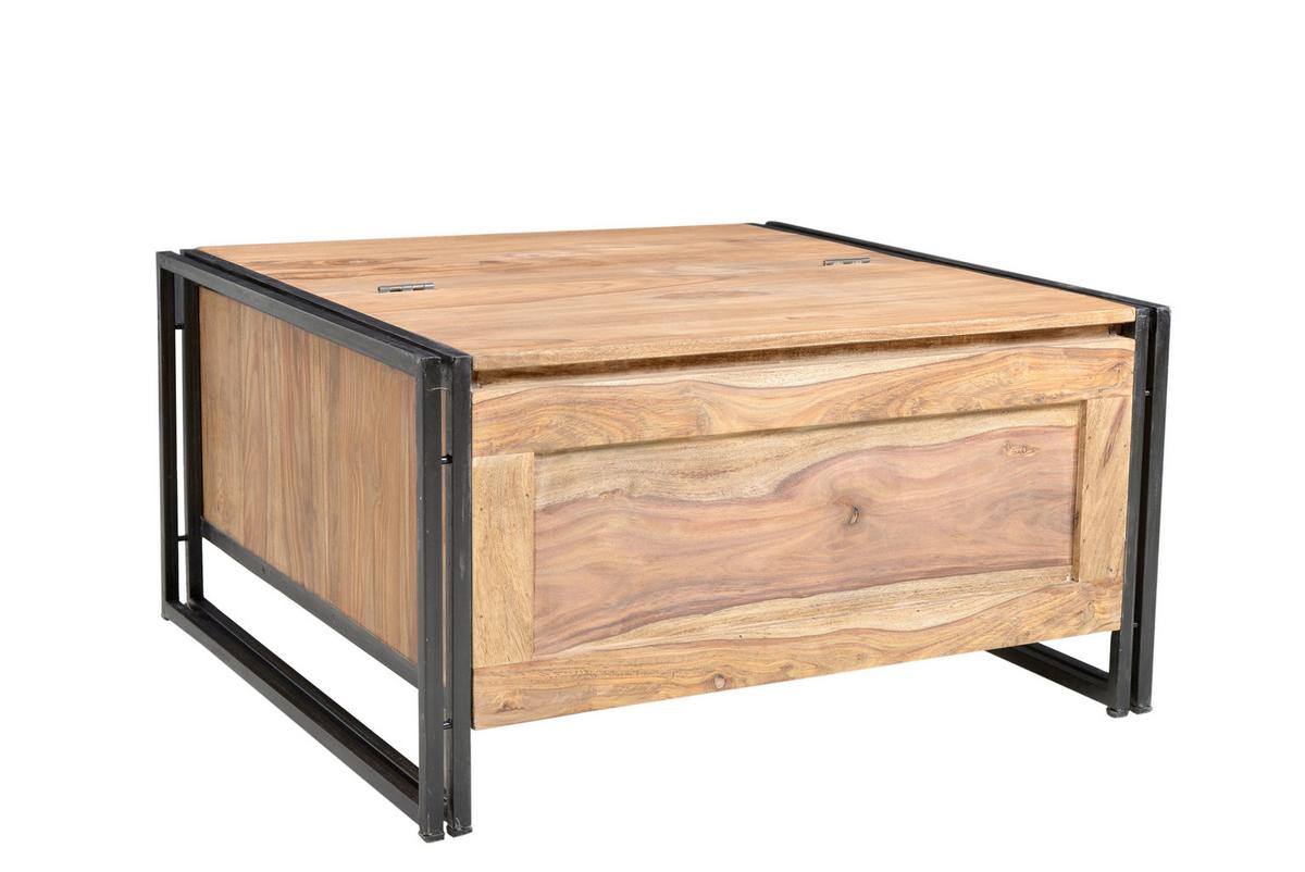 Couchtisch Naturfarben/Schwarz B: 90 cm - Schwarz/Naturfarben, Design, Holz/Metall (90/90/47cm) - MID.YOU