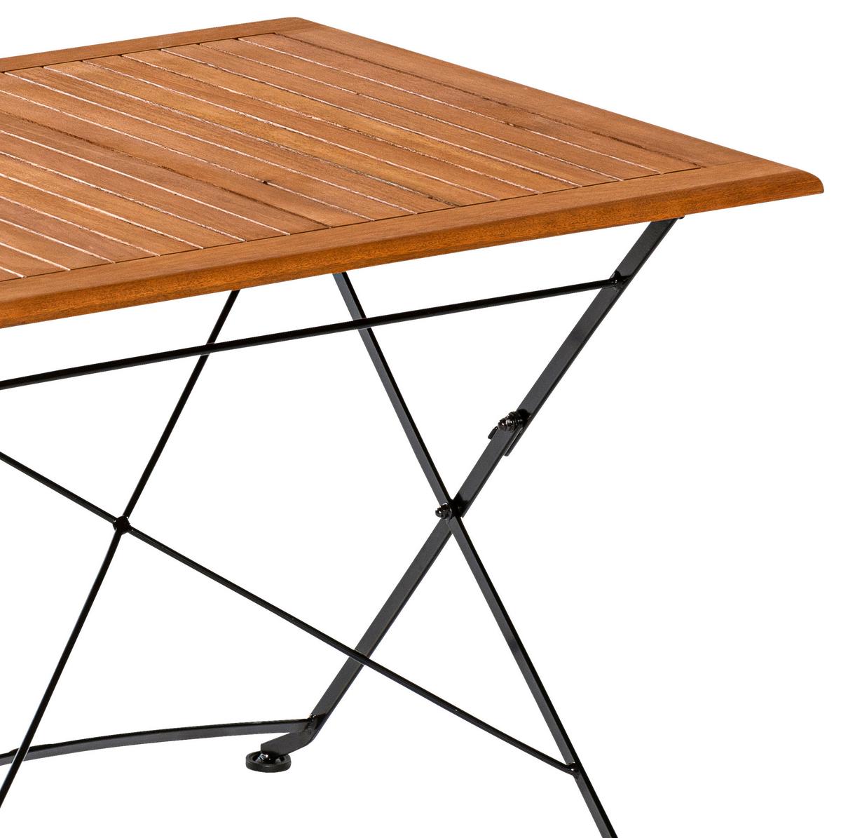 Gartentisch Klappbar Holz/ Metall L: 90 Cm - Graphitfarben/Naturfarben, KONVENTIONELL, Holz/Metall (90/90/73cm) - Gardenson