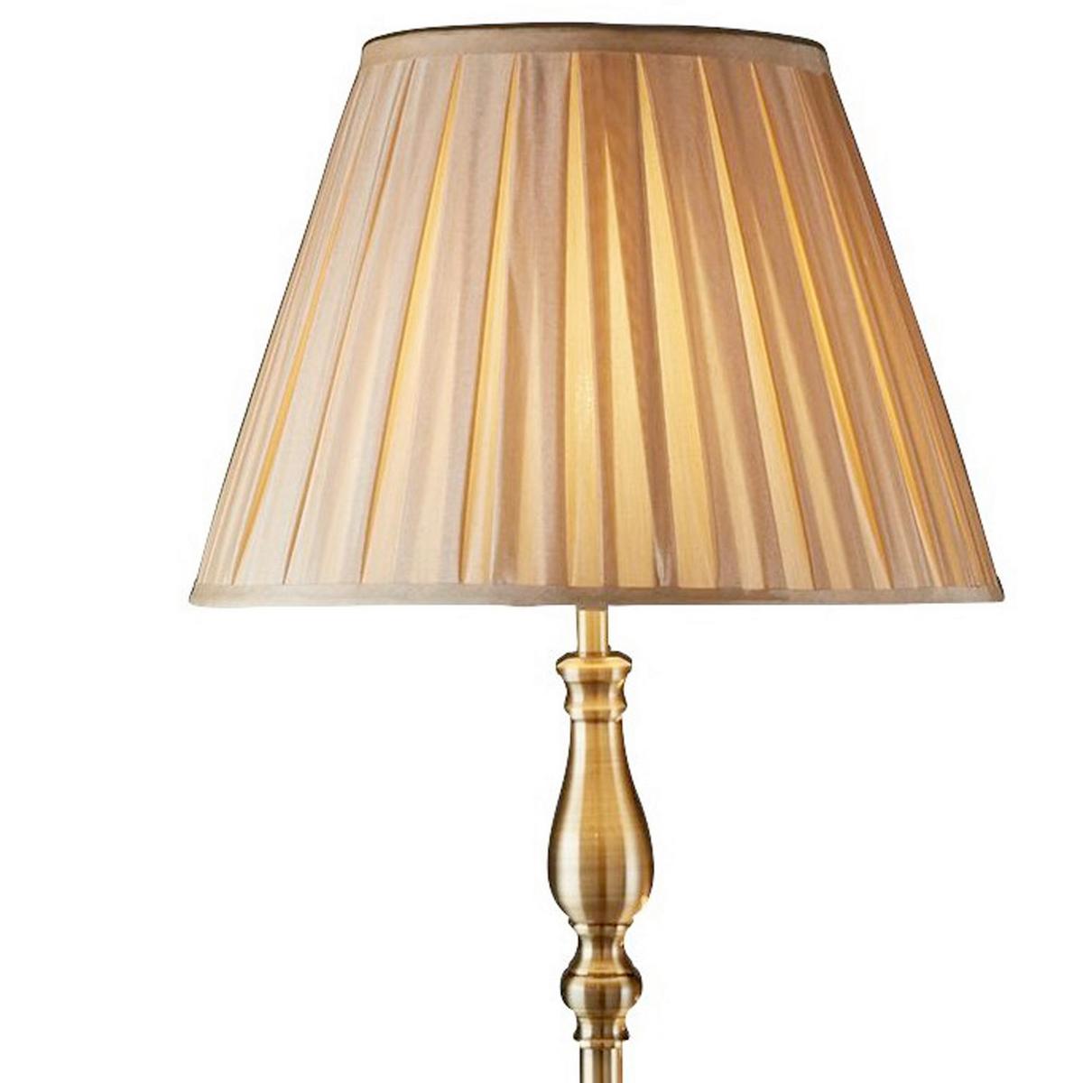 Stehleuchte Flemish Eu5029ab - Hellbraun/Messingfarben, KONVENTIONELL, Textil/Metall (40,5/40,5/170cm)