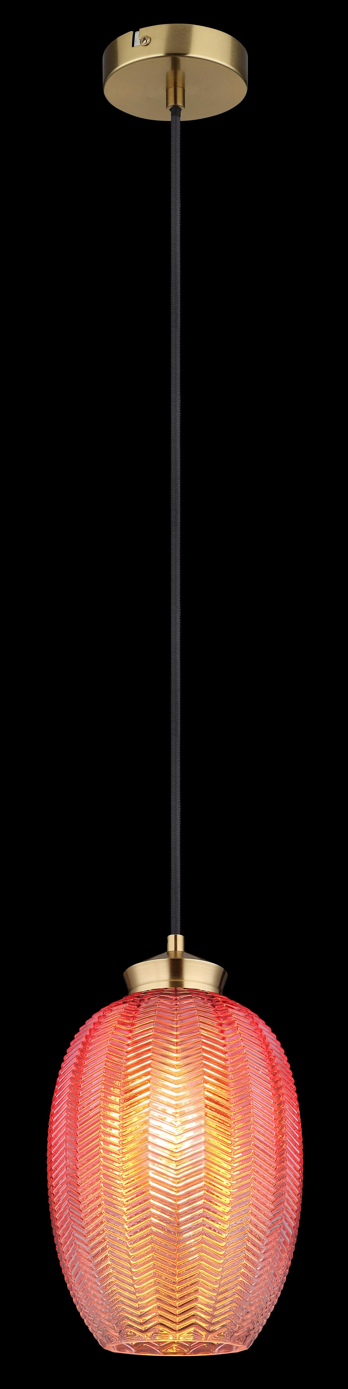 Hängeleuchte 15898h2 - Brombeere/Goldfarben, Basics, Glas/Textil (18/120cm) - Globo