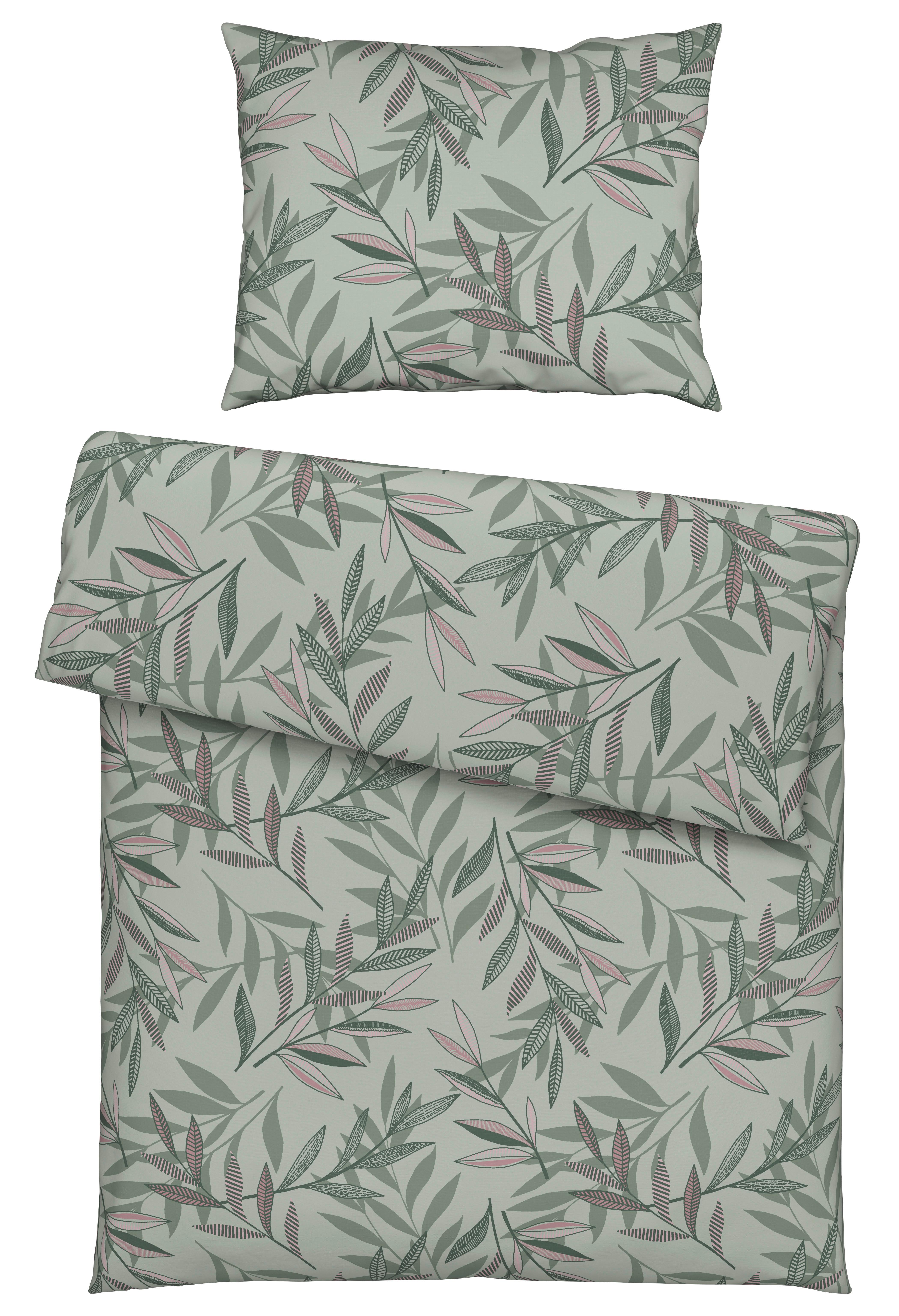 POVLEČENÍ STITCHED LEAVES - zelená/světle fialová, textil (140/200cm) - Modern Living